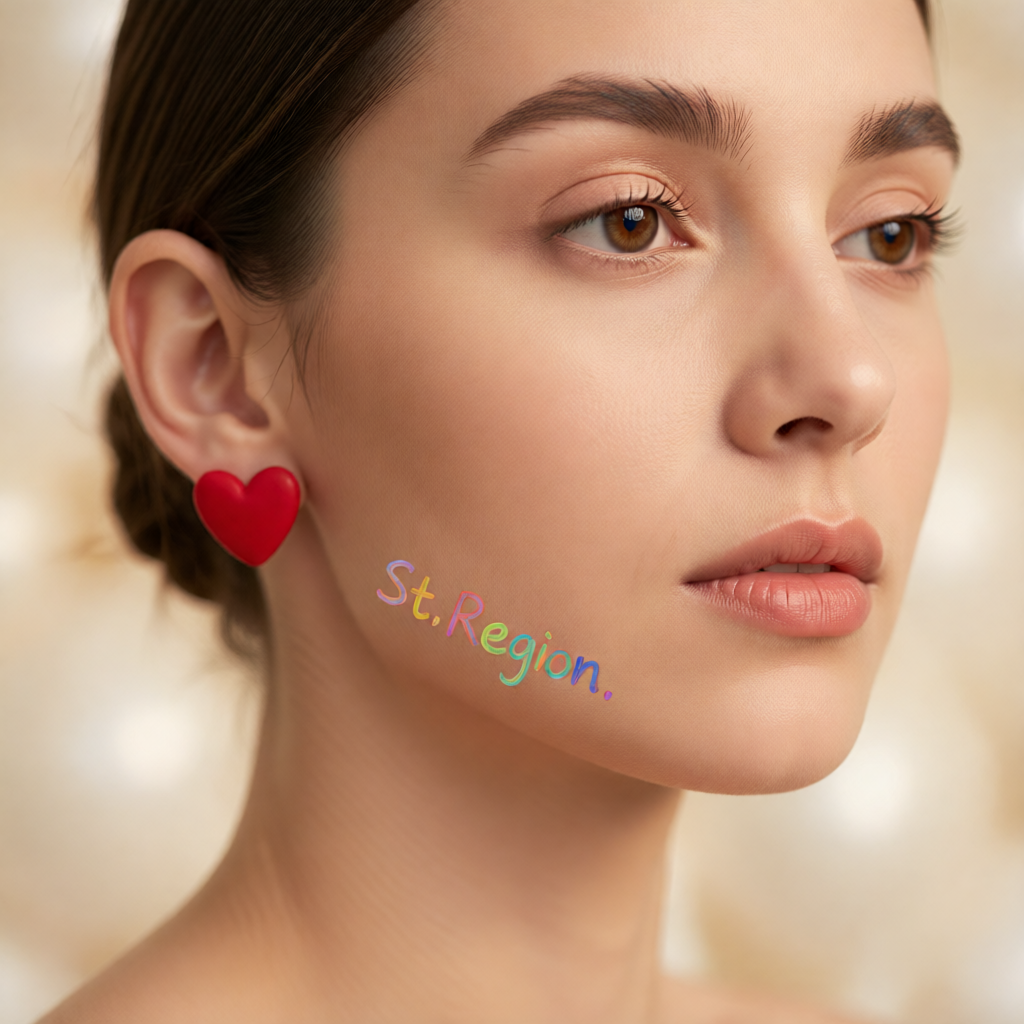 Red Acrylic & Silver-Plated Heart Stud Earrings