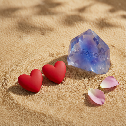 Red Acrylic & Silver-Plated Heart Stud Earrings