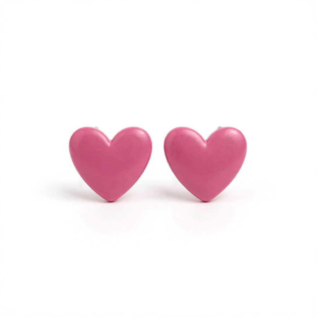 Rose Acrylic & Silver-Plated Heart Stud Earrings