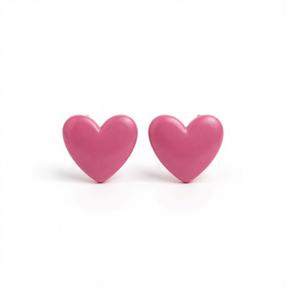 Rose Acrylic & Silver-Plated Heart Stud Earrings