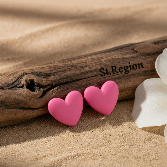 Rose Acrylic & Silver-Plated Heart Stud Earrings
