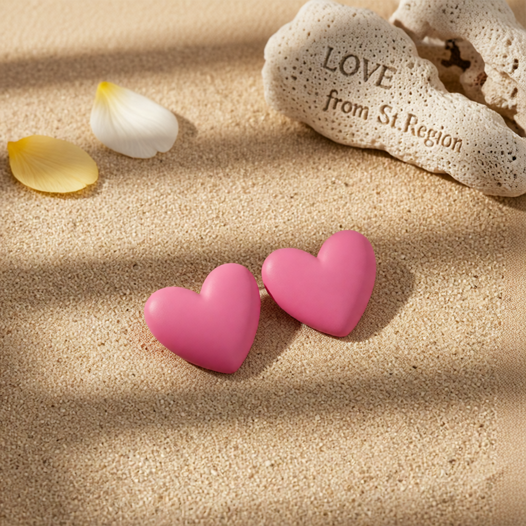 Rose Acrylic & Silver-Plated Heart Stud Earrings