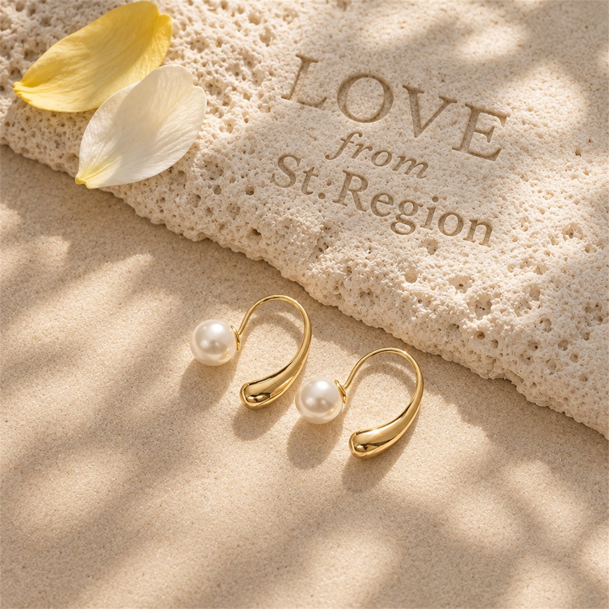Pearl and 18K Gold-Plated Ear Jackets, botanical inspired, lifestyle look