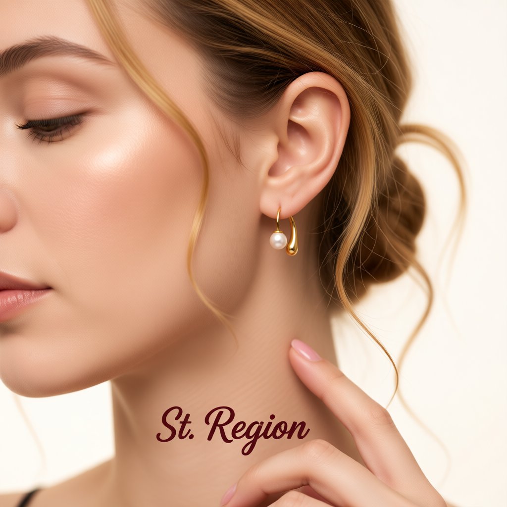 Pearl and 18K Gold-Plated Ear Jackets, botanical inspired, styled look