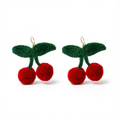 Red and Green Cherry Drop Earrings, drop earrings for women, botanical inspired, side view