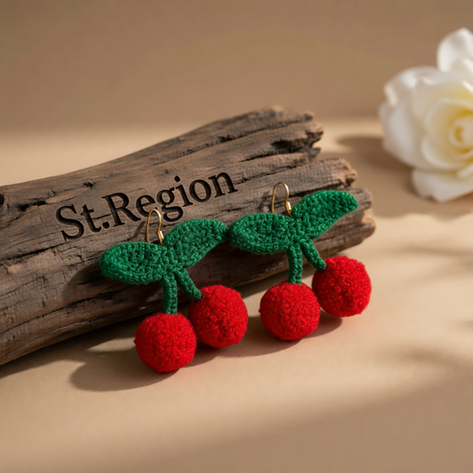 Red & Green Cherry Drop Earrings