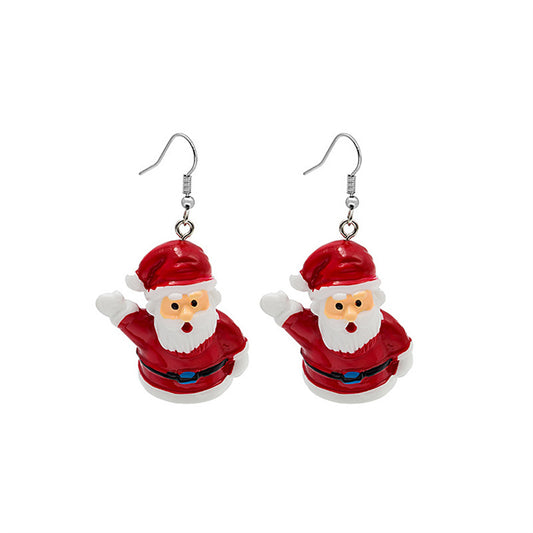 Red and White Santa Drop Earrings, drop earrings for women, dainty minimalist design, front view
