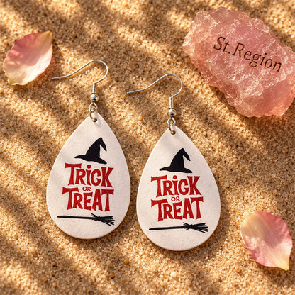 Red and Silver-Plated 'Trick Treat' Witch Hat Teardrop Drop Earrings, silver drop earrings for women, detail close-up