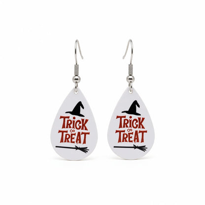 Red and Silver-Plated 'Trick Treat' Witch Hat Teardrop Drop Earrings, silver drop earrings for women, side view