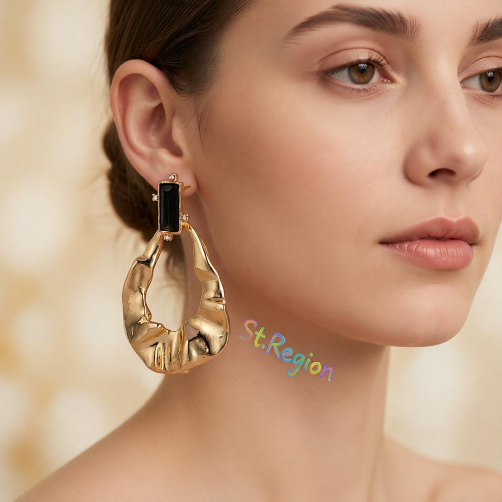 Black Crystal and Cubic Zirconia Textured Open Drop Earrings, drop earrings for women, elegant gift for her, styled look
