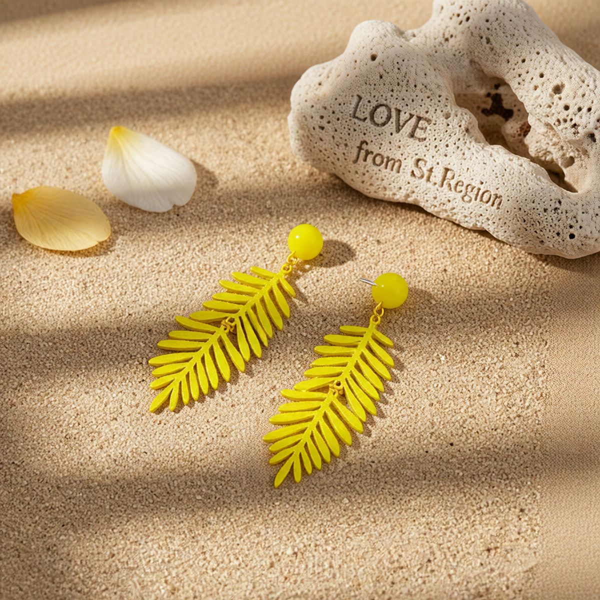 Yellow Enamel & 18K Gold-Plated Leaves Drop Earrings