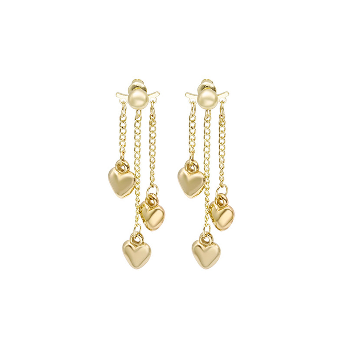 18K Gold-Plated Heart Tassel Drop Earrings, gold drop earrings for women, vintage-inspired design, styled look