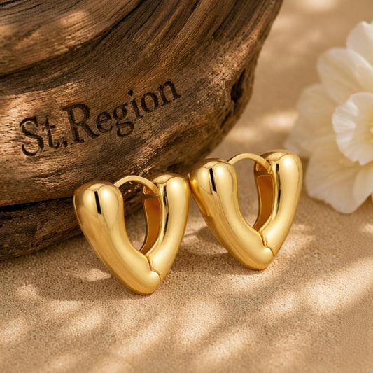 18K Gold-Plated Heart Huggie Earrings