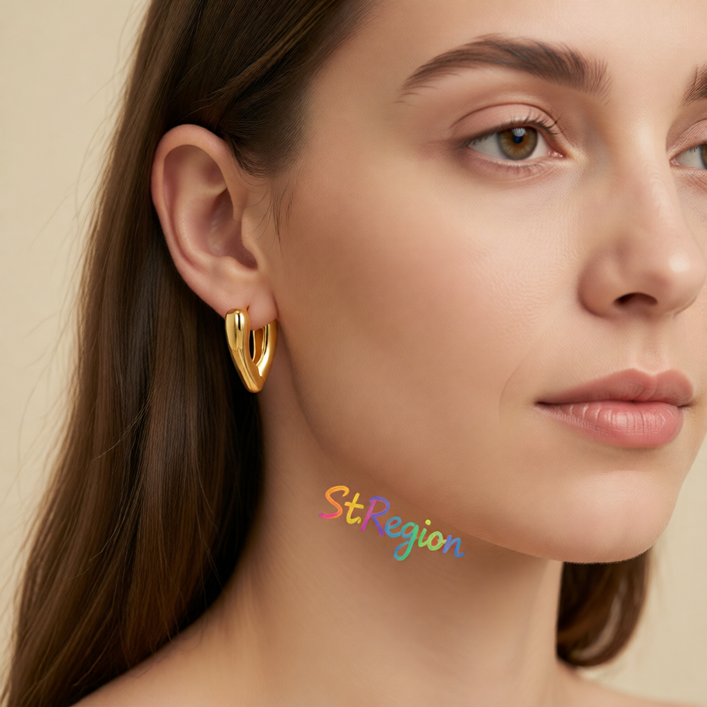 18K Gold-Plated Heart Huggie Earrings