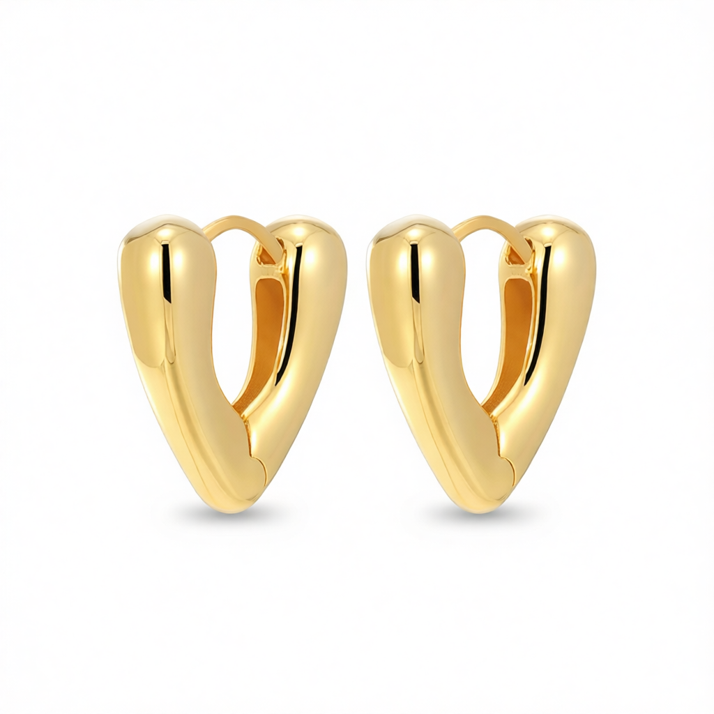 18K Gold-Plated Heart Huggie Earrings