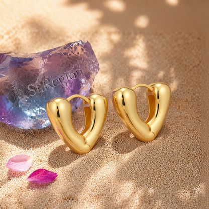 18K Gold-Plated Heart Huggie Earrings