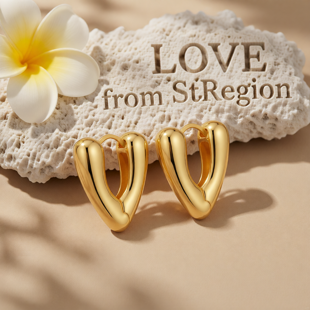 18K Gold-Plated Heart Huggie Earrings
