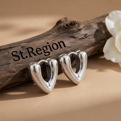 Silver-Plated Heart Huggie Earrings