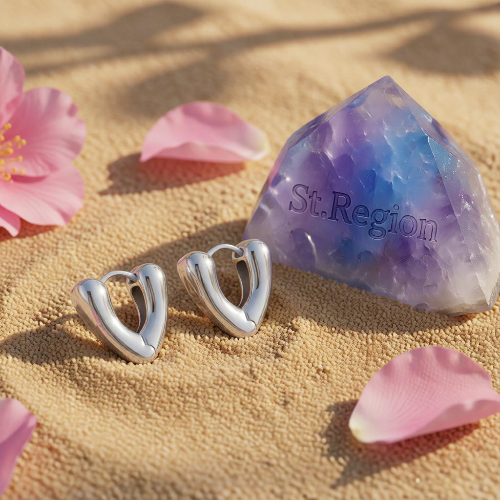 Silver-Plated Heart Huggie Earrings