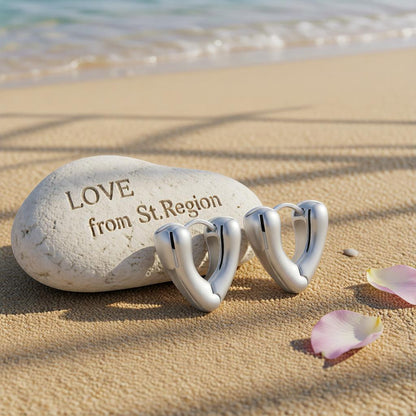 Silver-Plated Heart Huggie Earrings