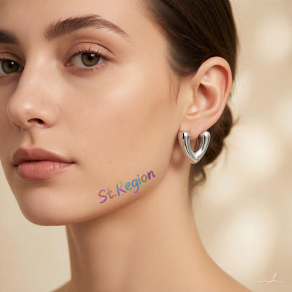 Silver-Plated Heart Huggie Earrings