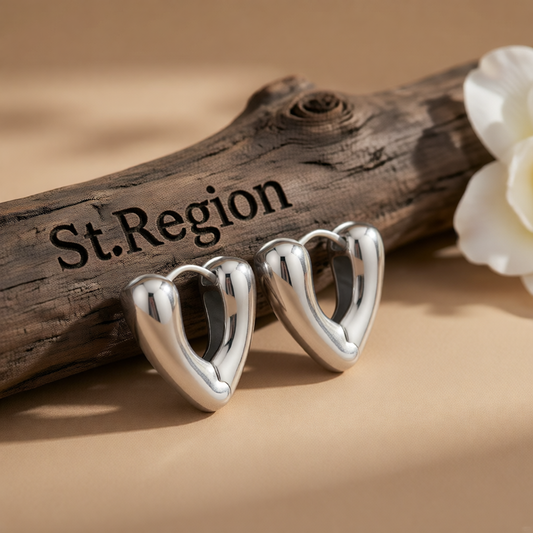 Silver-Plated Heart Huggie Earrings