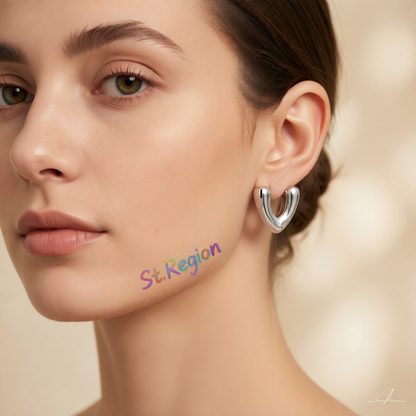 Silver-Plated Heart Huggie Earrings
