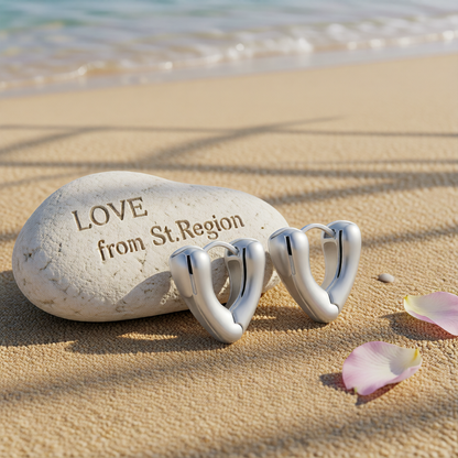 Silver-Plated Heart Huggie Earrings