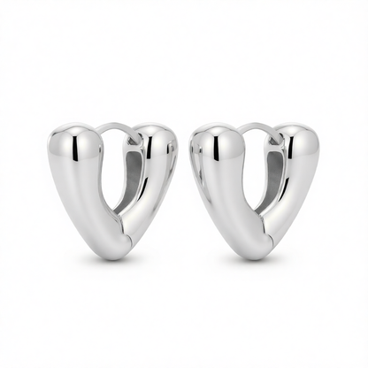Silver-Plated Heart Huggie Earrings