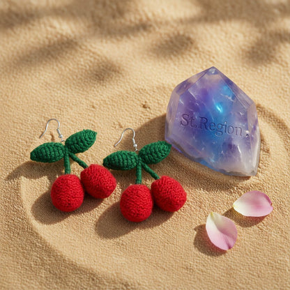 Red & Green Silver-Plated Cherry Drop Earrings