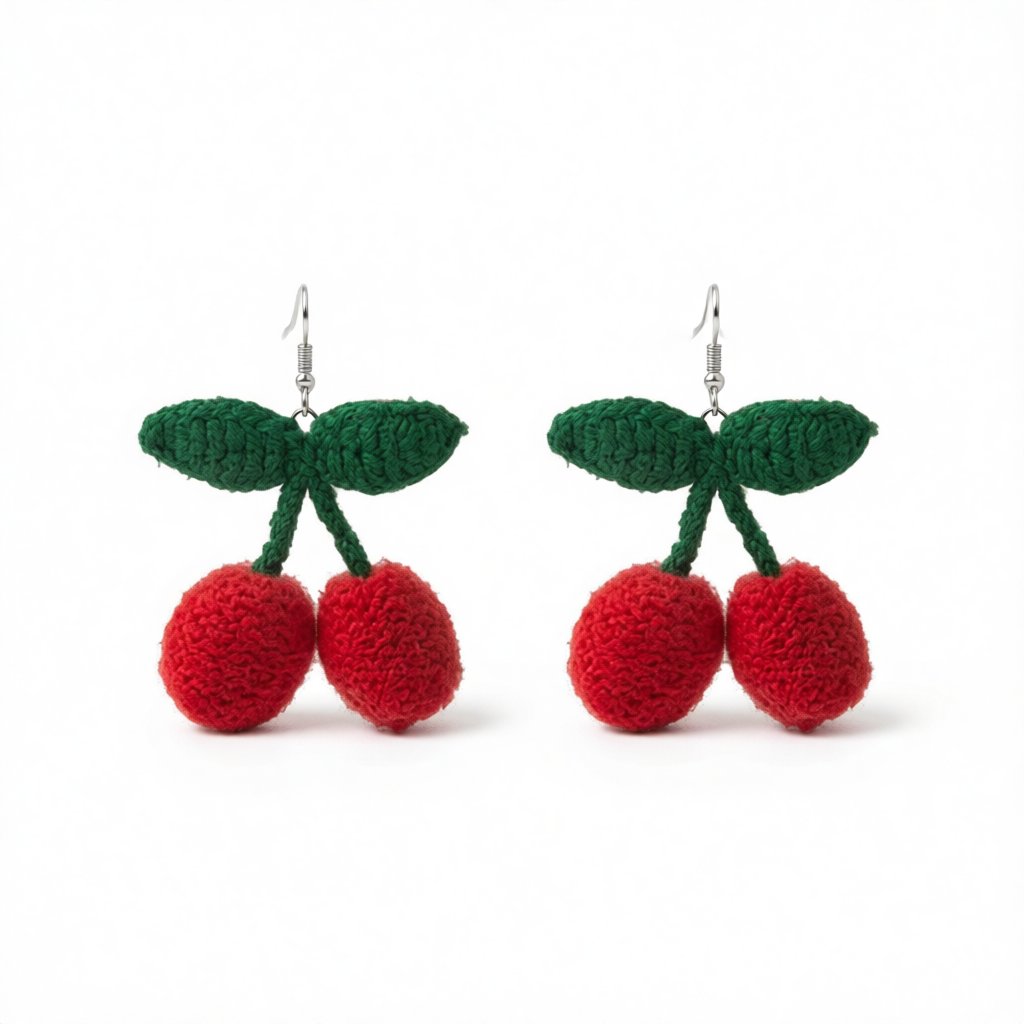 Red & Green Silver-Plated Cherry Drop Earrings