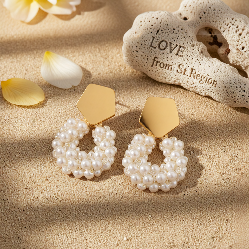 Pearl & 18K Gold-Plated Cluster Drop Earrings