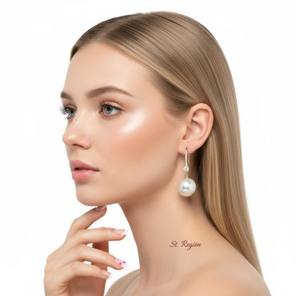 Cubic Zirconia and Pearl 18K Gold-Plated Dangle Drop Earrings, gold drop earrings for women, styled look