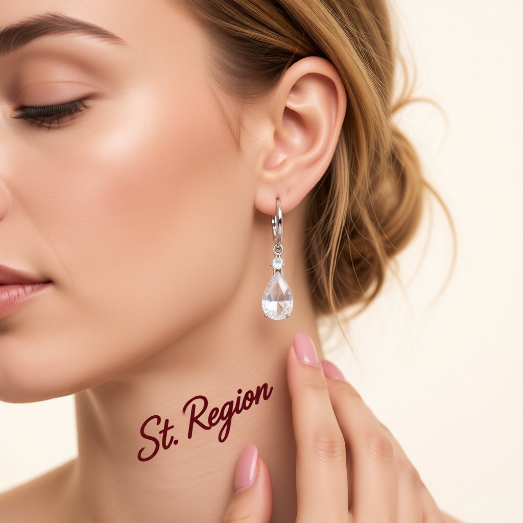 Cubic Zirconia and Crystal Drop Huggie Earrings, huggie earrings, botanical inspired, styled look