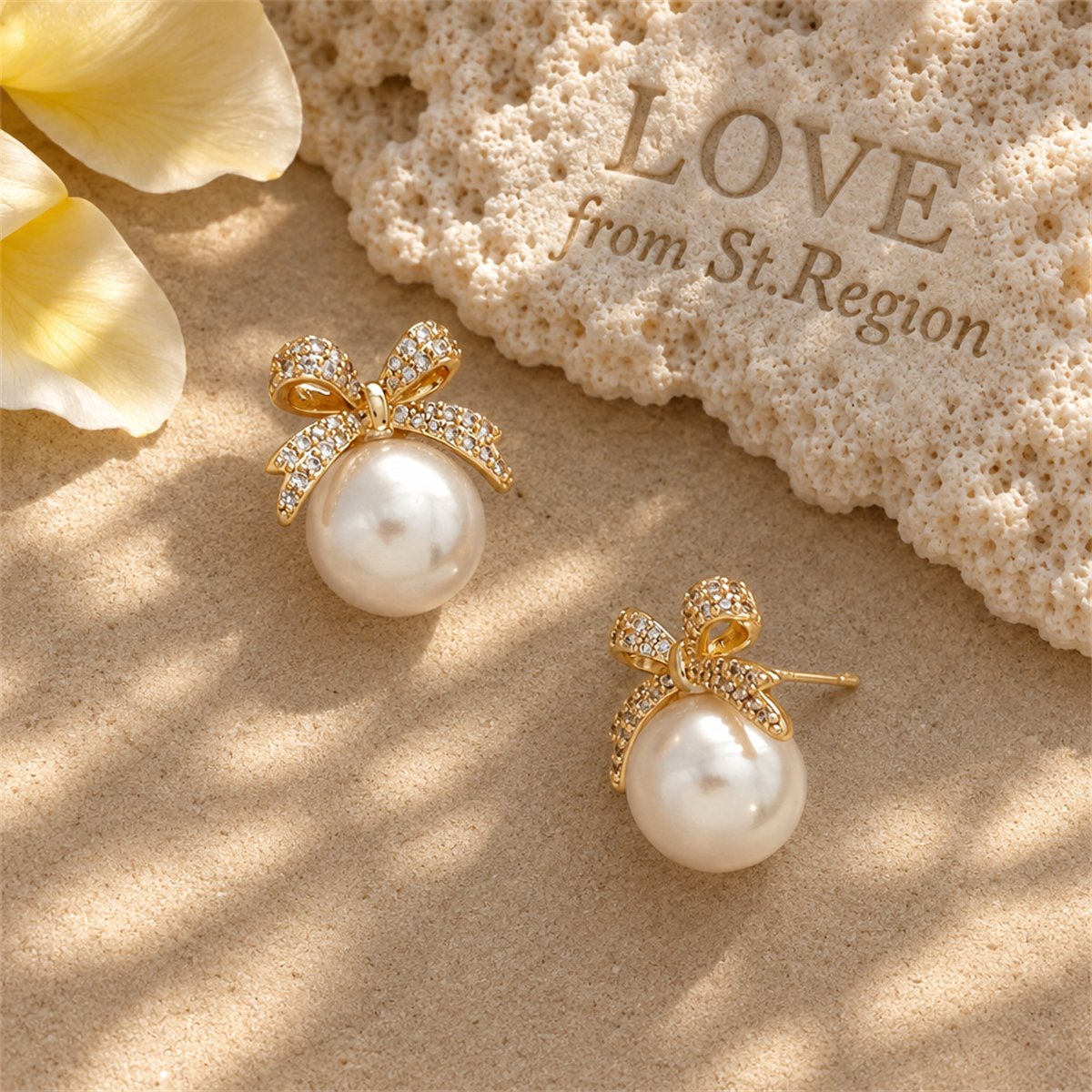 Cubic Zirconia and Pearl Bow Stud Earrings, stud earrings for women, everyday style, lifestyle look
