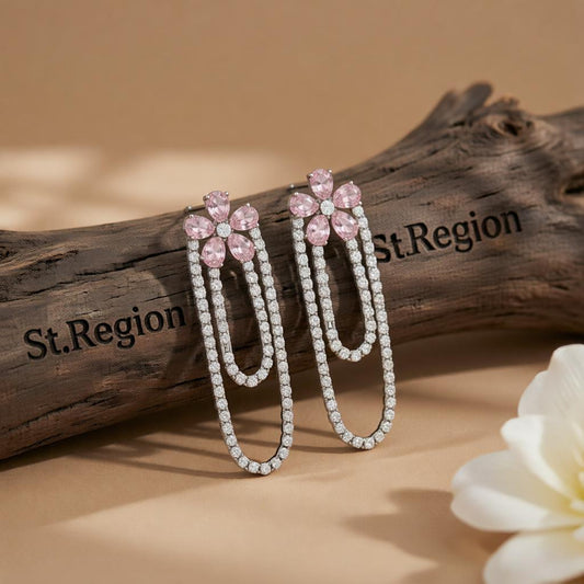 Crystal & Cubic Zirconia Silver-Plated Floral Tassel Drop Earrings