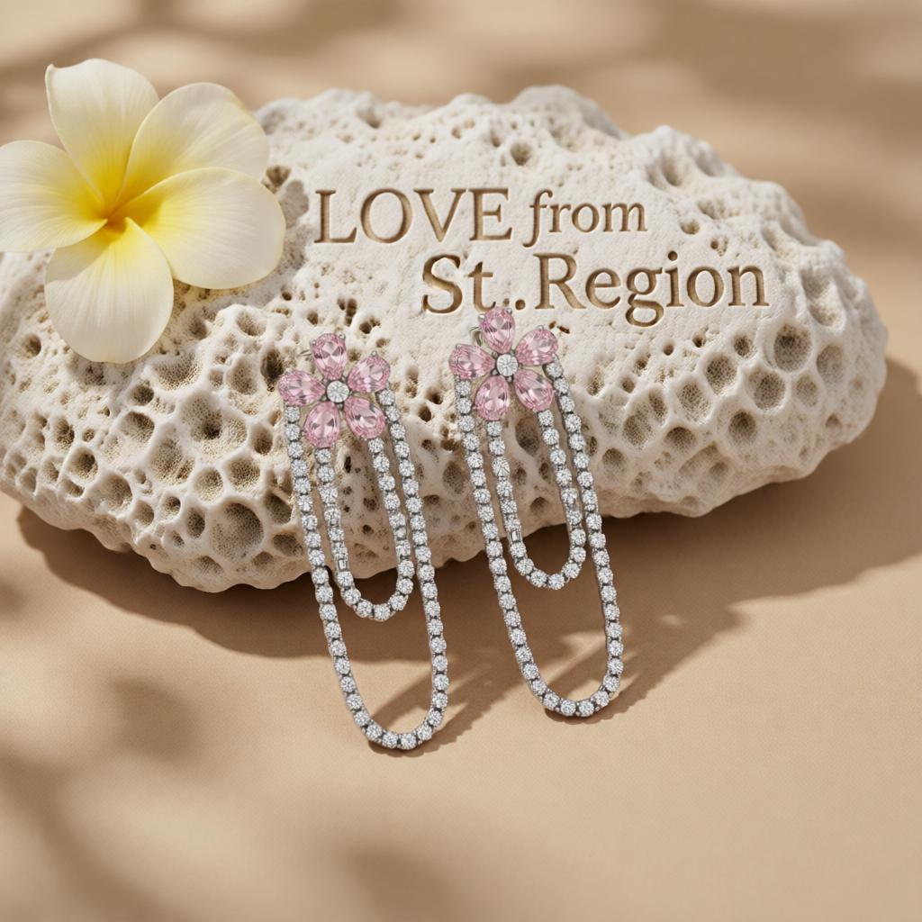 Crystal and Cubic Zirconia Silver-Plated Floral Tassel Drop Earrings, silver drop earrings for women, lifestyle look