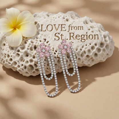 Crystal and Cubic Zirconia Silver-Plated Floral Tassel Drop Earrings, silver drop earrings for women, lifestyle look