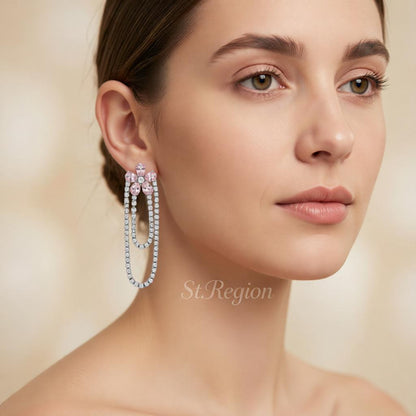 Crystal and Cubic Zirconia Silver-Plated Floral Tassel Drop Earrings, silver drop earrings for women, styled look