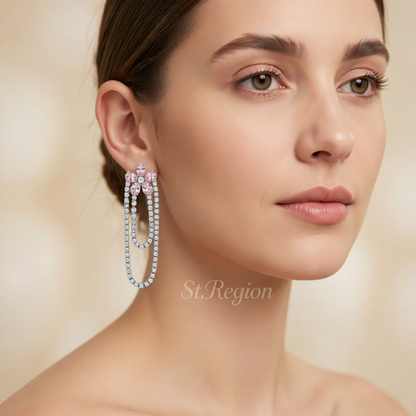 Crystal & Cubic Zirconia Silver-Plated Floral Tassel Drop Earrings