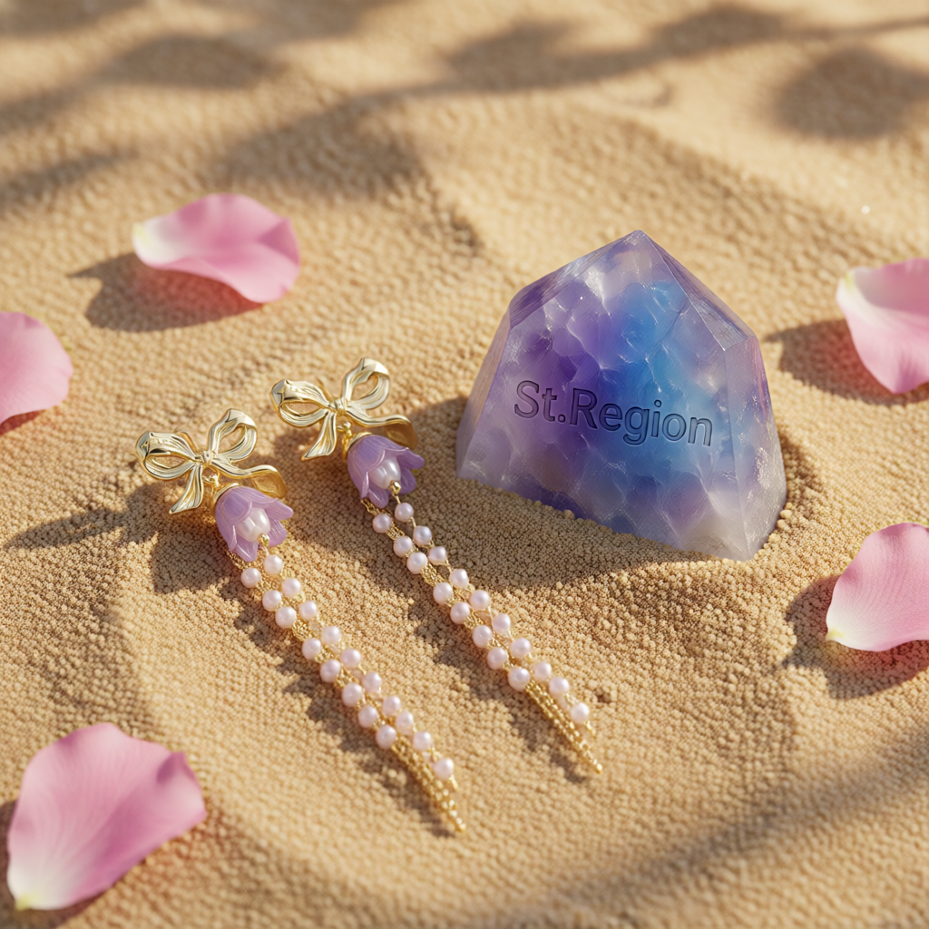 Purple Acrylic & Pearl 18K Gold-Plated Bow Flower Tassel Drop Earrings