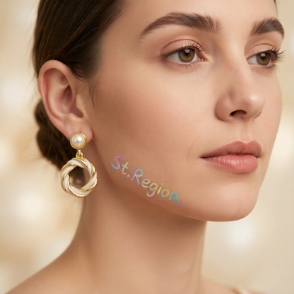 Pearl & Enamel 18K Gold-Plated Twine Round Drop Earrings