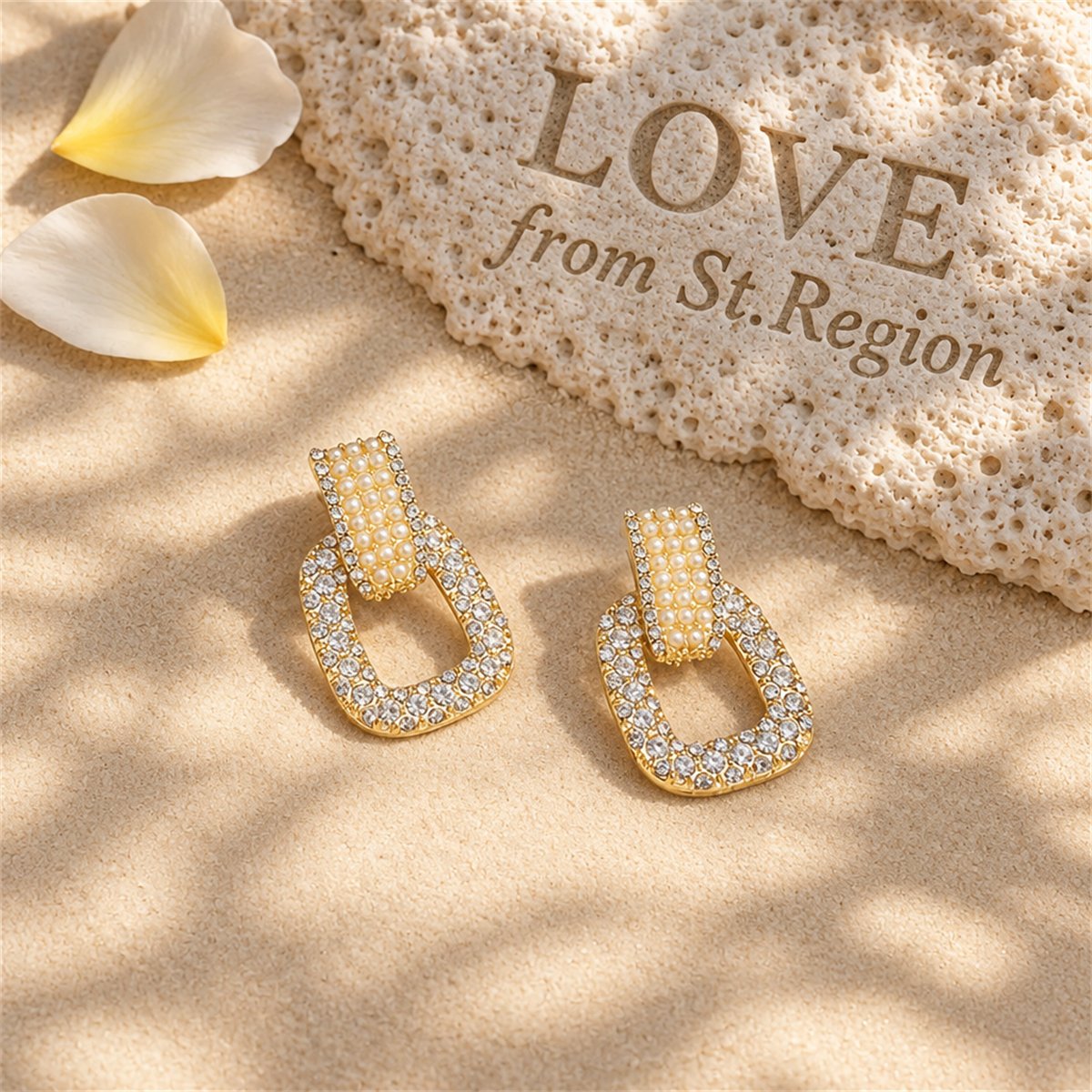 Cubic Zirconia and Pearl Open-Link Drop Earrings, drop earrings for women, dainty minimalist design, lifestyle look
