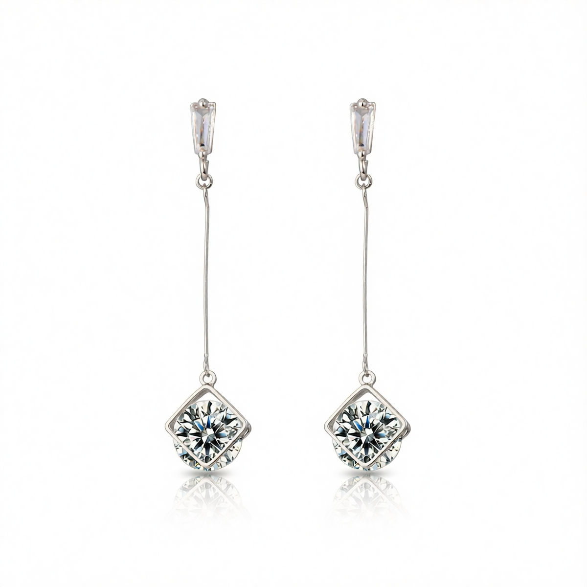 Crystal & Silver-Plated Round Drop Earrings