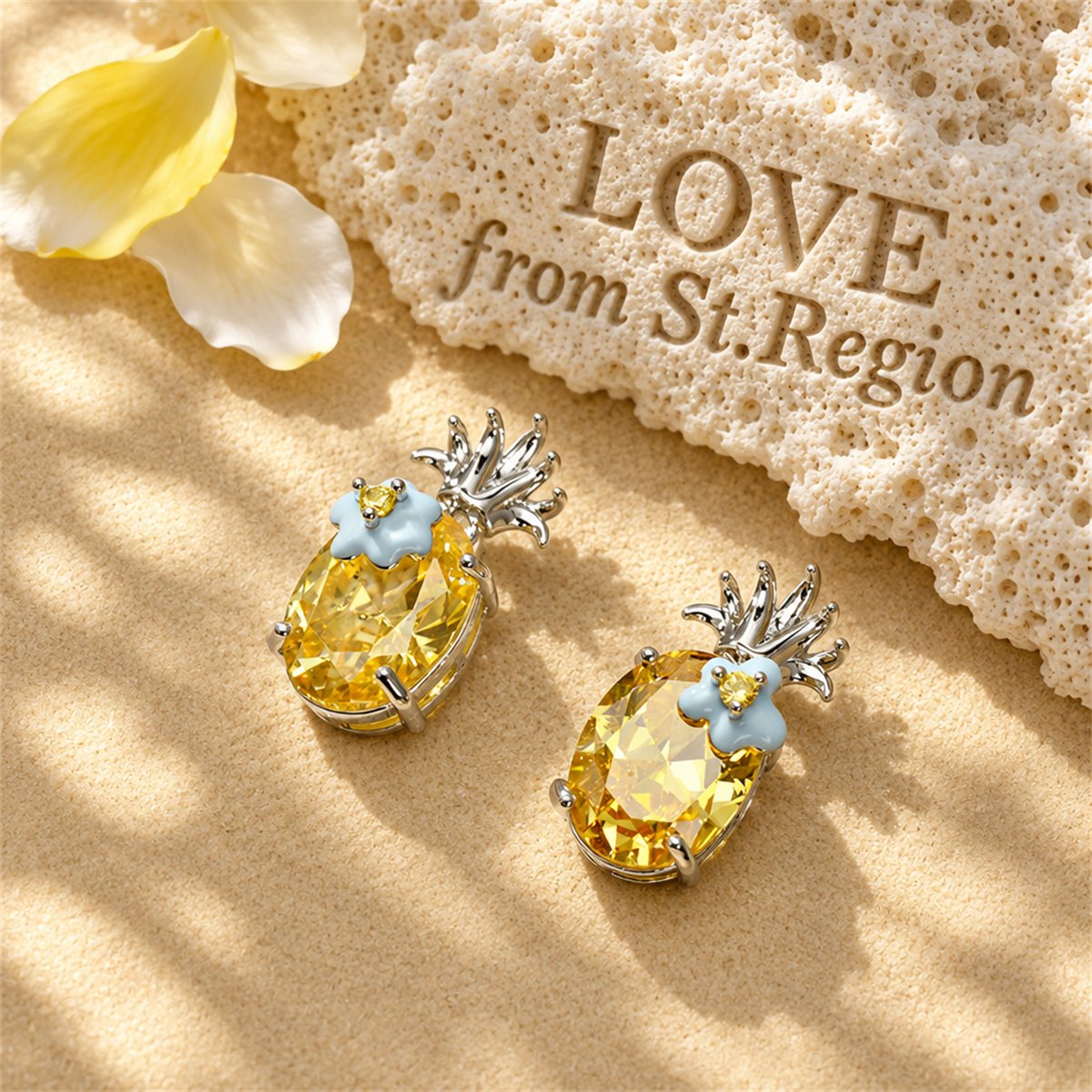 Yellow Crystal and Cubic Zirconia Flower Oval Drop Earrings, drop earrings for women, lifestyle look