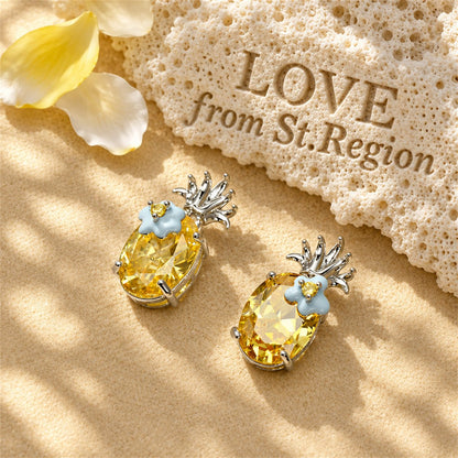 Yellow Crystal and Cubic Zirconia Flower Oval Drop Earrings, drop earrings for women, lifestyle look
