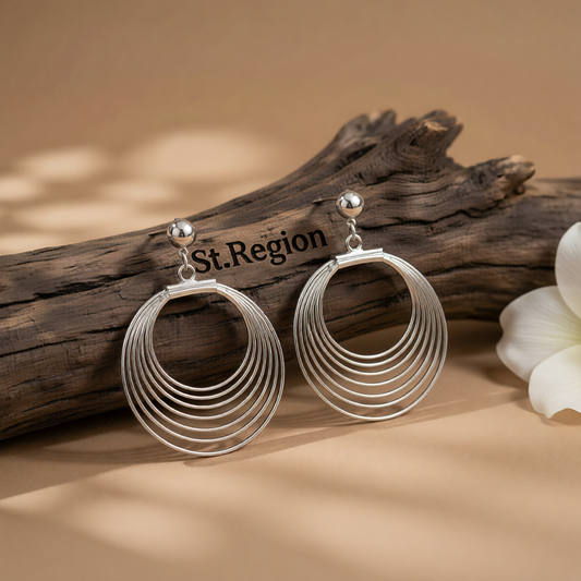 Silver-Plated Layer Wave Drop Earrings