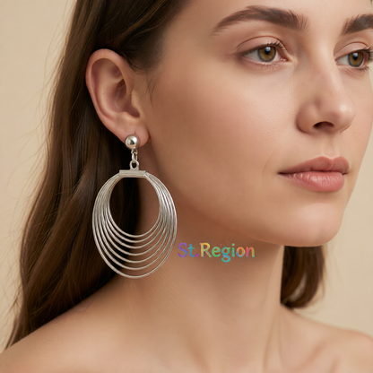Silver-Plated Layer Wave Drop Earrings