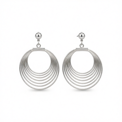 Silver-Plated Layer Wave Drop Earrings