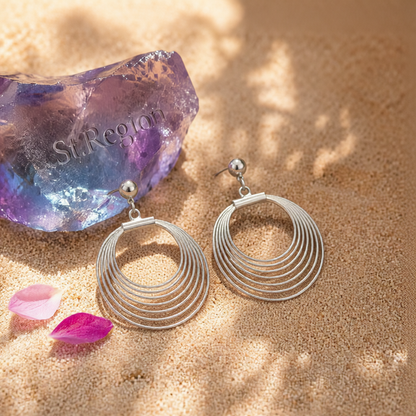 Silver-Plated Layer Wave Drop Earrings